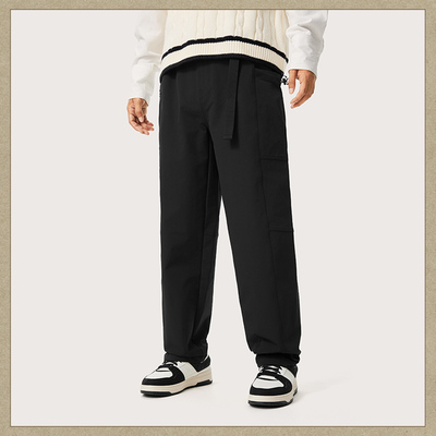 李宁运动时尚系列男子简约百搭防泼水直筒运动长裤AYKU739