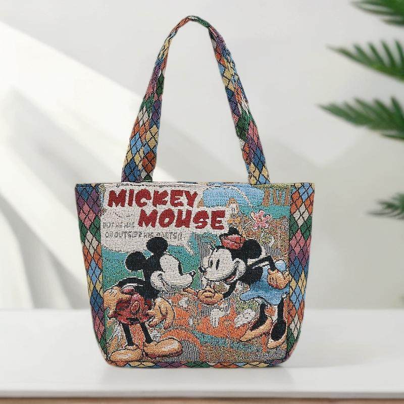 米奇买菜手提包卡通手拎包刺绣包女帆布包托特包购物袋上班手提袋