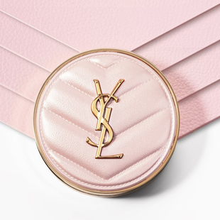YSL/圣罗兰粉色皮革气垫b10/b20提亮肤色 持久滋润遮瑕黑皮革气垫