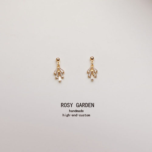 14K注金锆钻无痛蚊香盘耳夹短款