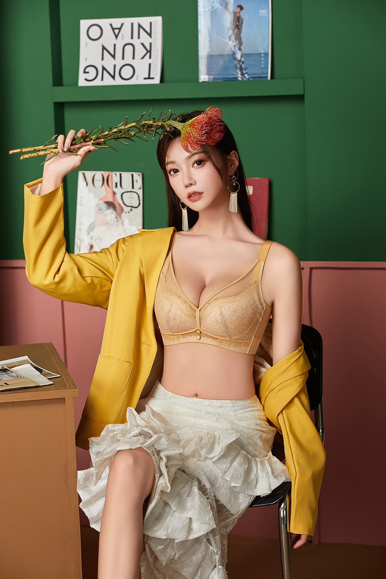 奥偲丽娜中厚云感棉调整型文胸聚拢性感胸罩侧收副乳性感透气内衣