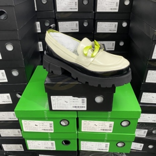 美国设计师买手高奢品牌N牛皮拼色时尚 1016米白黑 厚底百搭乐福鞋