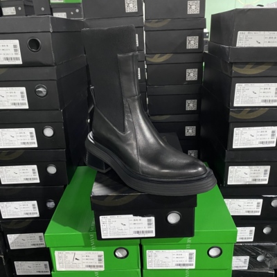 美国设计师买手高奢品牌英伦风牛皮厚底复古百搭短靴4066黑色