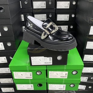 美国设计师买手高奢品牌N牛皮浅口厚底百搭乐福女单鞋 3023黑色