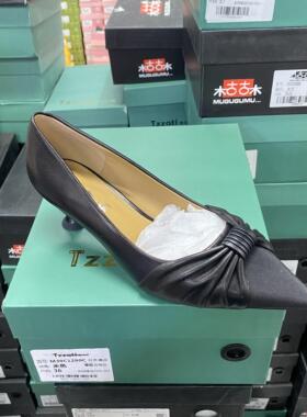 雪中情B羊皮蝴蝶结高跟鞋1025黑色