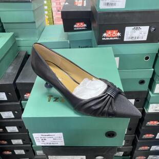 雪中情B羊皮蝴蝶结高跟鞋1025黑色