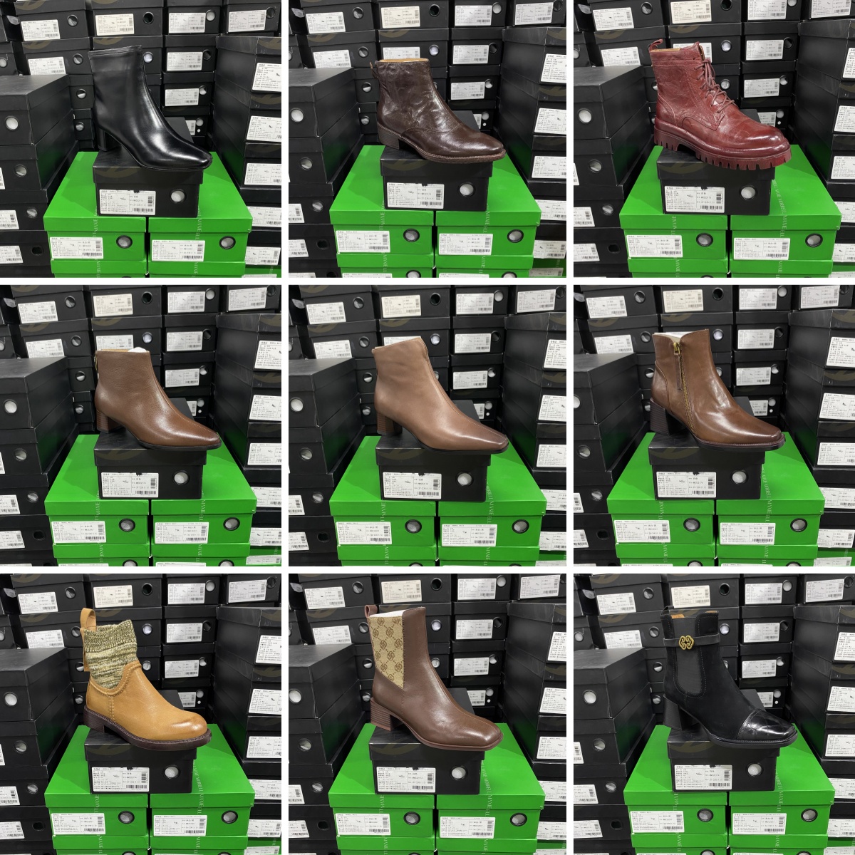 意大利手工真牛羊皮短靴高矮方跟拉链套筒短靴36码合集145-168号