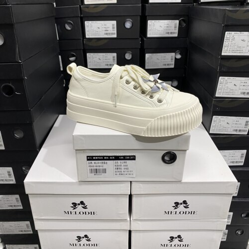 实体专柜意大利设计师轻奢品牌D牛皮学院风车厚底小白鞋7122米白