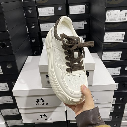 实体专柜意大利设计师轻奢品牌D牛皮厚底系带休闲鞋7227米咖