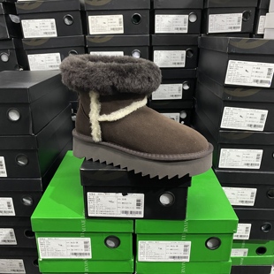 实体专柜意大利设计师轻奢品牌冬季 保暖牛皮防滑雪地靴2401棕色