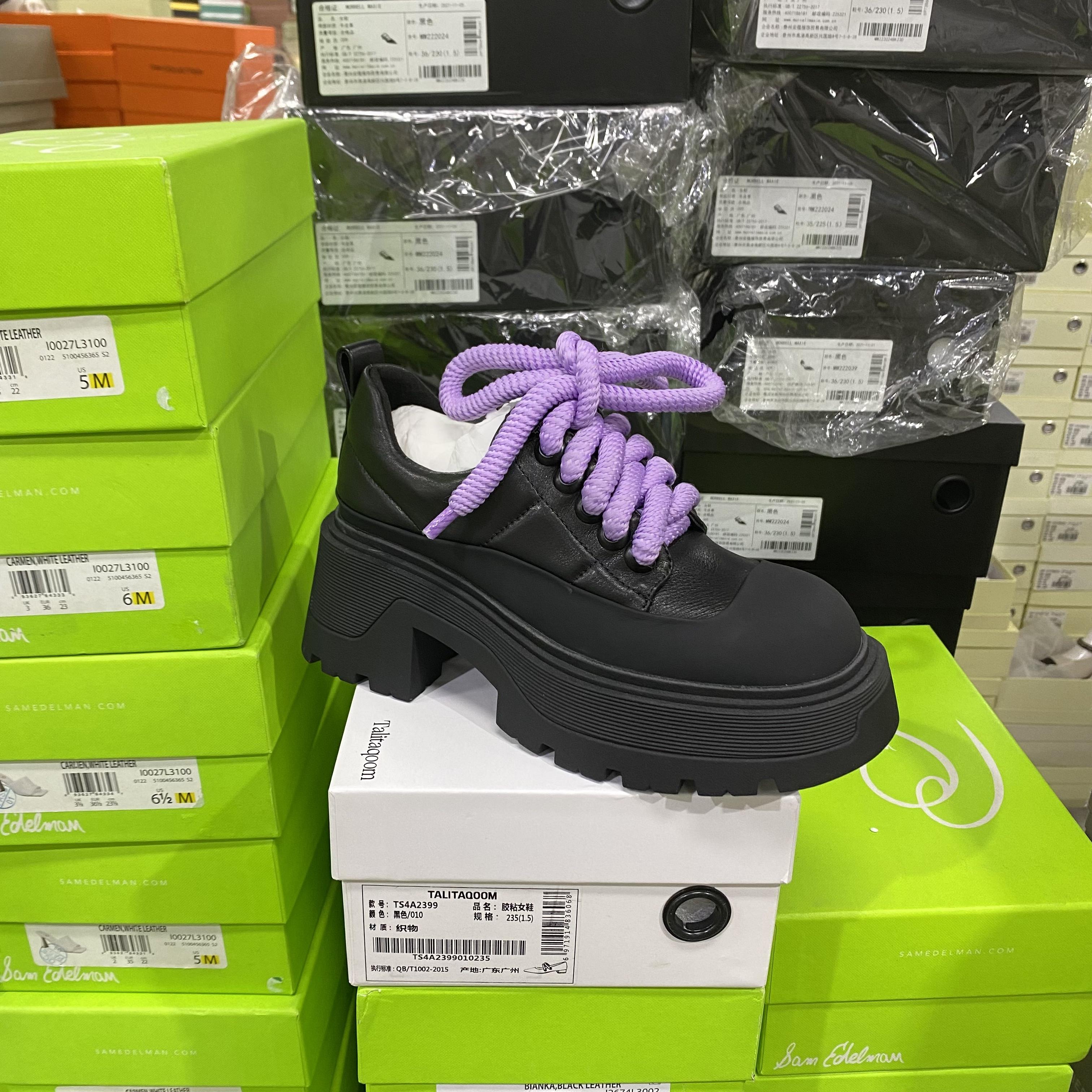 意大利轻奢G专柜正品撤柜小牛皮厚底街头时尚乐福休闲鞋2901黑色