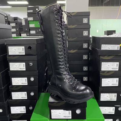 美国设计师买手高奢品牌牛皮绑带酷飒长绑带骑士靴长靴4155黑色