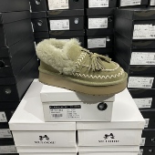 实体专柜意大利设计师轻奢品牌牛皮羊毛厚底保暖雪地靴333R卡其绿