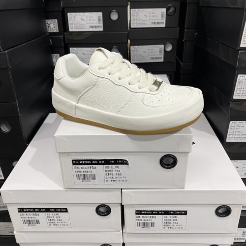 实体专柜意大利设计师轻奢品牌牛皮系带超软简约休闲鞋9228米杏色