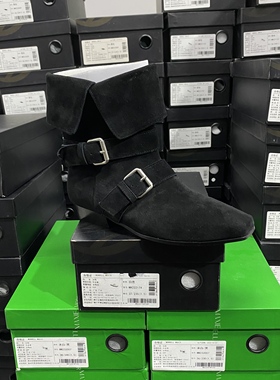 实体专柜意大利设计师轻奢品牌新款牛皮侧扣短靴451R黑色（绒里）