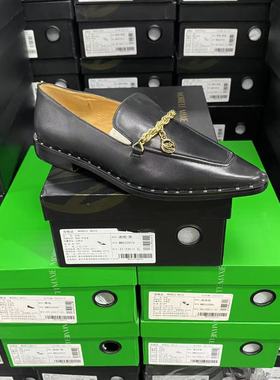 美国设计师买手高奢品牌N牛皮铆钉尖头平底乐福单鞋3050黑色