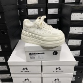 实体专柜意大利设计师轻奢品牌D厚底牛皮水晶底休闲鞋 7227米白