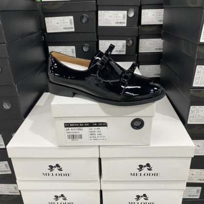 春季新款专柜正品漆皮蝴蝶结一脚蹬圆头乐福单鞋JLE黑色