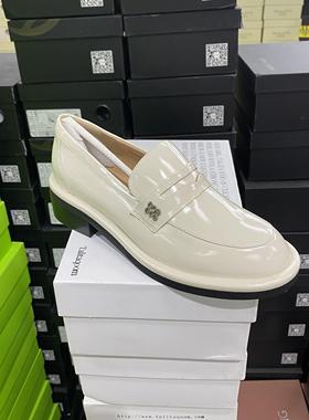 意大利轻奢专柜正品F亮面牛皮单鞋1338米白色