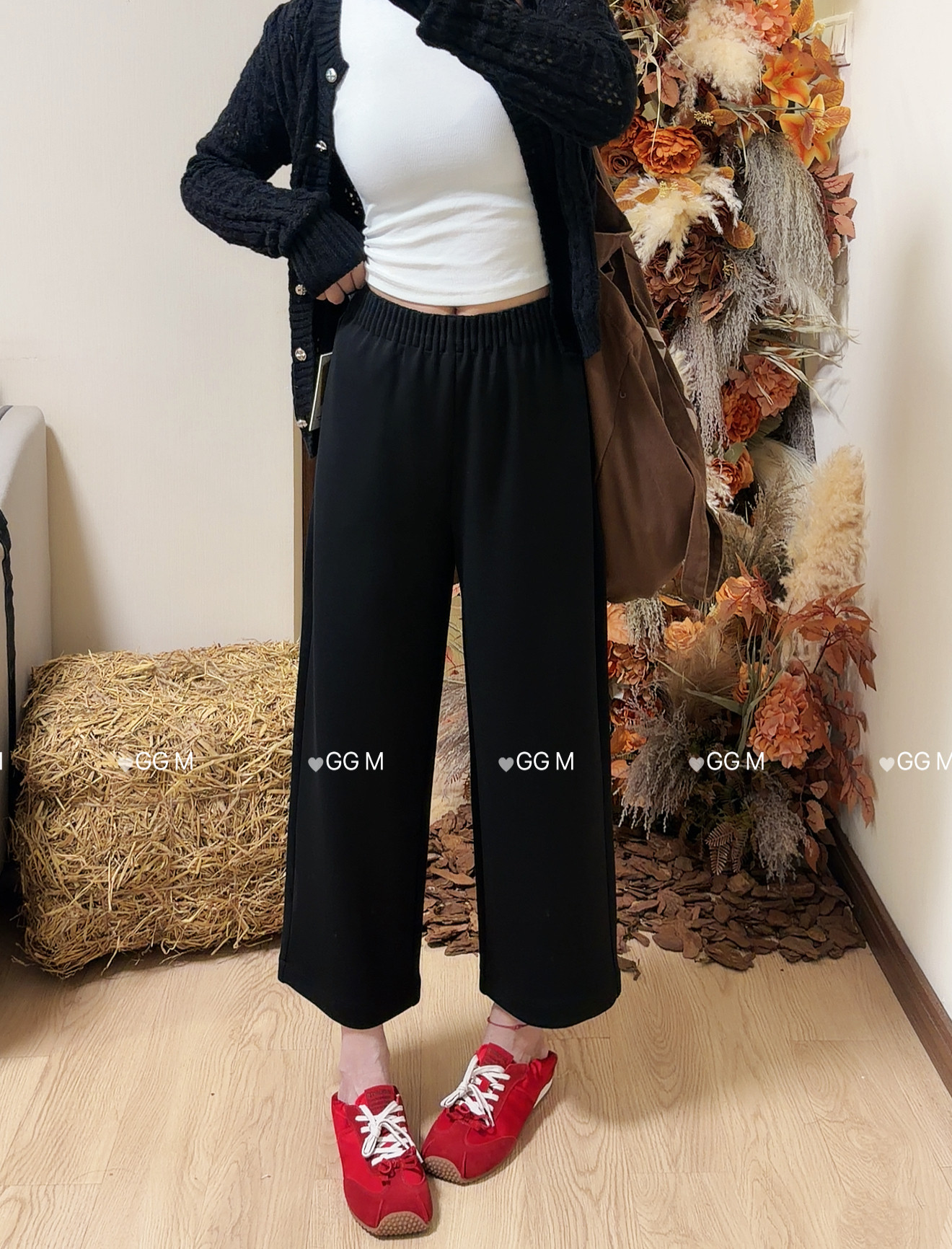 十米田2877早秋新款女高腰显瘦直筒裤韩版松弛感宽松百搭休闲裤