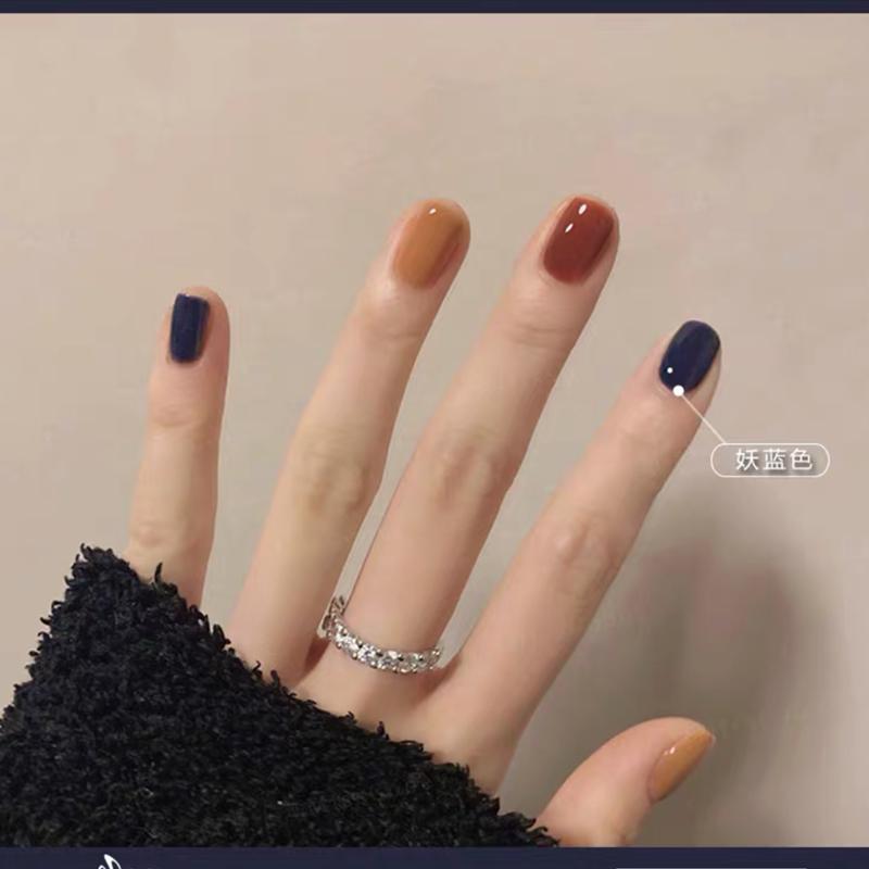 手工穿戴新娘磨砂纯色假指甲片