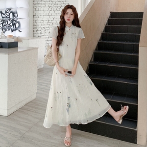 中式立体刺绣小花宽松风连衣裙 X002 P140K188图片