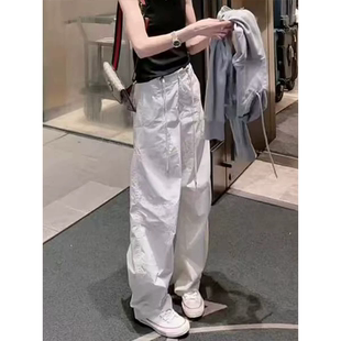 韩系时尚松弛感工装休闲裤女装2026夏季新款百搭高腰宽松阔腿长裤