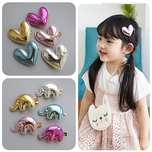 韩国亮面爱心金色儿童发夹