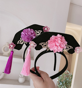 儿童格格发箍宝宝旗头发夹女童中国风宫女头饰头花汉服旗袍配饰卡