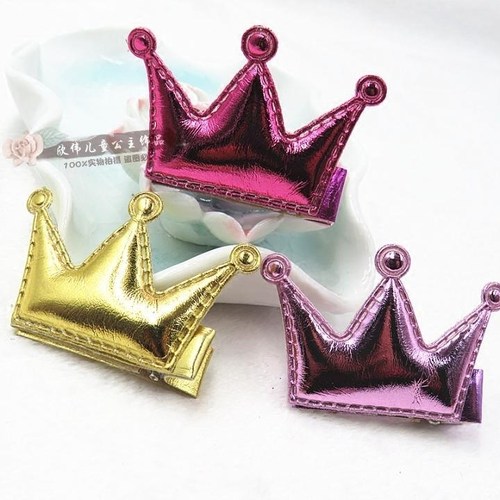 儿童发夹宝宝发饰头饰婴儿包布发夹女童星星皇冠蝴蝶结PU皮发夹子