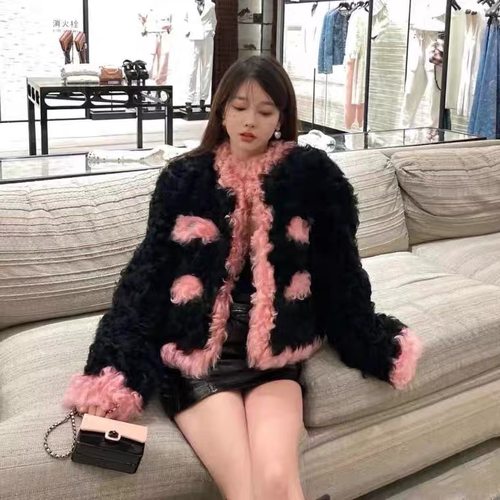 早安樊樊CHAN*L澳洲进口羊卷毛YB6w+秋冬新款