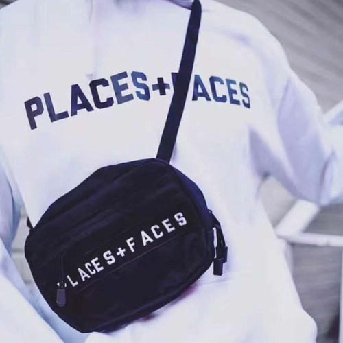Places + Faces Logo Cross Body Bag P+ F 刺绣男女单肩斜挎腰包