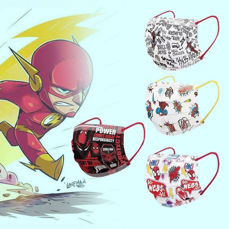 新款卡通动漫marvel漫威蜘蛛侠三层防护口罩成人儿童一次性面罩