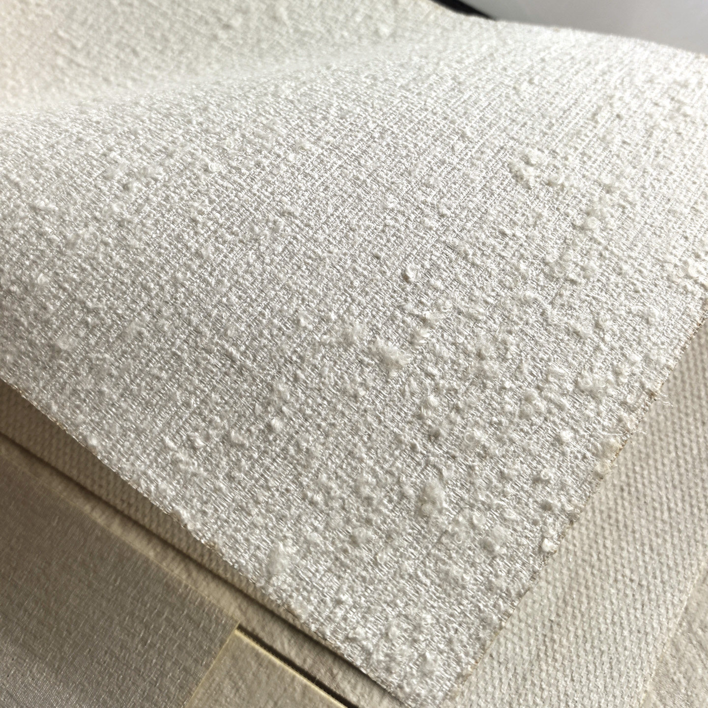 高端粗犷凹凸颗粒绒背景墙布棉麻亚麻布壁布米白奶咖米灰浅灰绿色