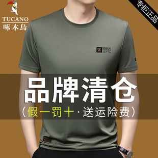 t恤男士 印花半袖 圆领2025夏季 体恤宽松薄款 上衣 款 啄木鸟纯棉短袖