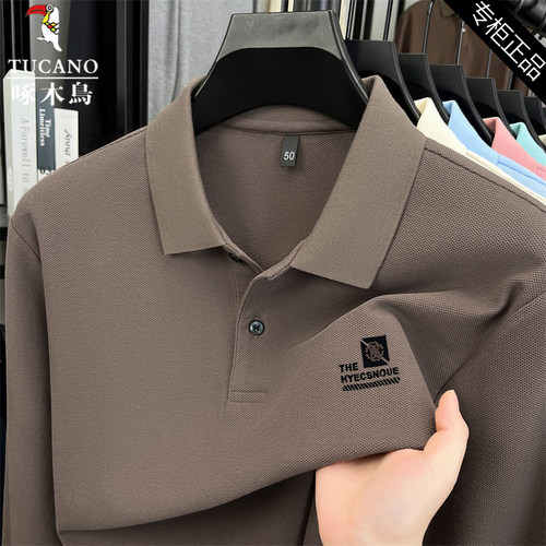 啄木鸟纯棉长袖POLO衫男爸爸上衣