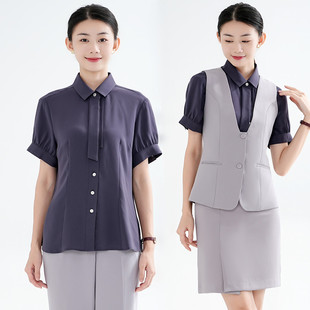 马甲西裤 新款 工装 短袖 春夏招商新行服 招行工作服女制服衬衣长袖