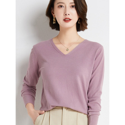 针织衫内搭打底衫v领毛衣女