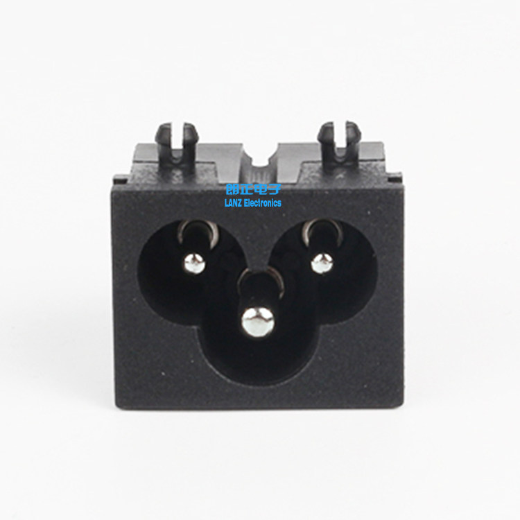 LANZMFG朗正/LZ-6-1WS9S9梅花型AC电源插座C6米老鼠座插板插脚