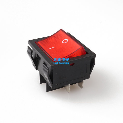 LANZMFG朗正/KCD3-303N尺寸40*34mm船型开关6脚红灯翘板开关