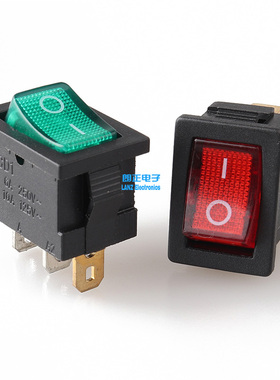 LANZMFG朗正/KCD1-101N尺寸15*21mm红灯/绿灯3脚二挡船型翘板开关