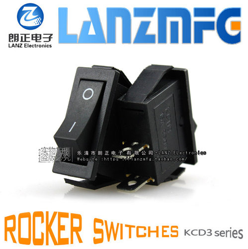 LANZMFG朗正/KCD3-101船型开关2脚黑色/红色尺寸13.5*31翘板开关