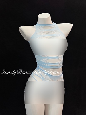 LonelyDance新品渔网睡衣镂空提花分体两件套内搭性感修身私服女