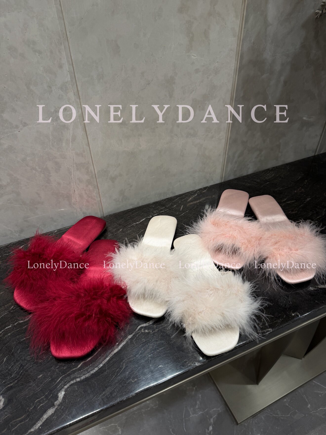 Lonelydance心选羽毛毛拖鞋女新婚仙女风粉色晨袍凉拖外穿室内新