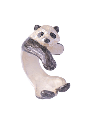 Palnart poc 原创小众设计手工手作软萌亲昵可爱熊猫抱抱戒指指环