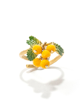 Palnart poc 日本原创设计手工手作含羞草花朵森系甜美可爱戒指