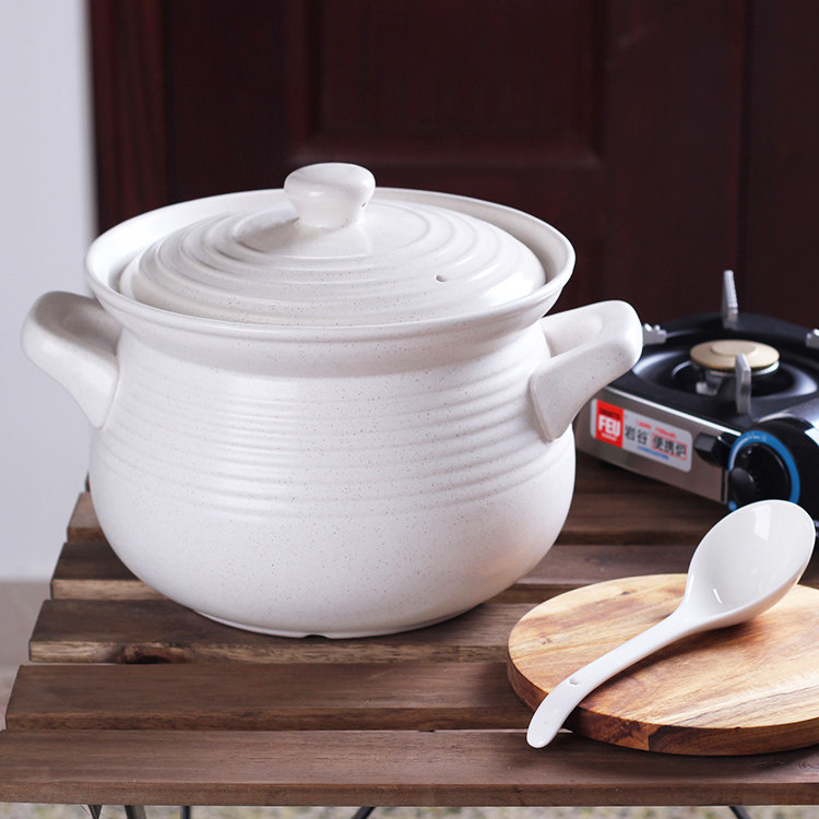锂辉石耐火陶瓷砂锅 釜型炖锅熬粥煲高汤锅 明火家用耐高温养生煲