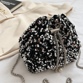 百搭小众包包女2024新款 时尚 亮片水桶包高级感百搭链条单肩斜挎包