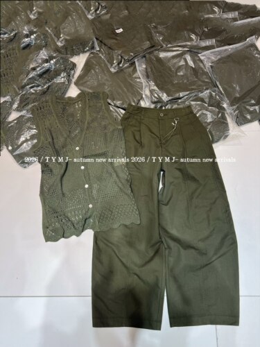 欧洲站2026春夏休闲弯刀裤女后松紧腰直筒阔腿裤纯色宽松百搭长裤