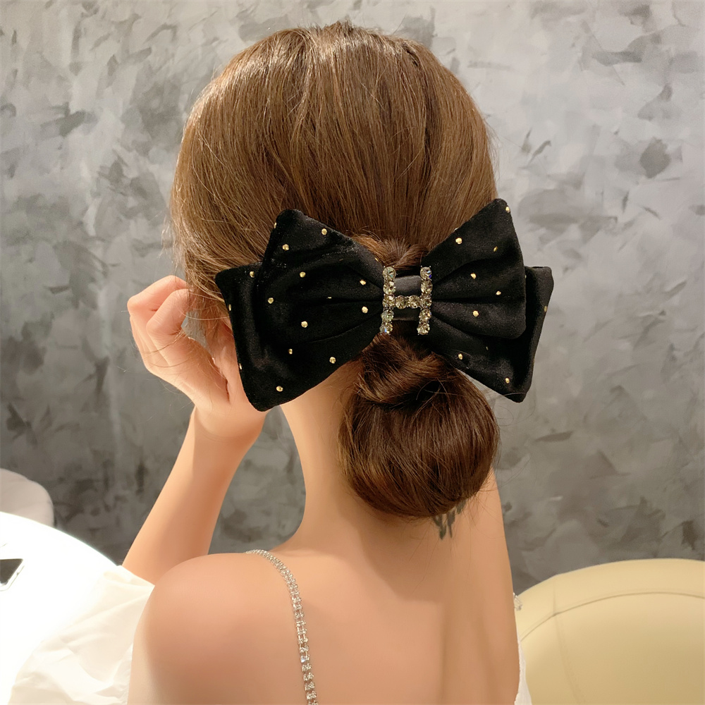 简约气质大号黑色蝴蝶结发夹顶夹